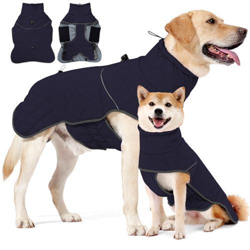 HEYWEAN Caldo Cappotto Impermeabile per Cani e Cane - Giacca Invernale Foderata in Pile Riflettente con D-Ring - Cappotti e Giubbotti per Cani di Taglia Piccola, Media e Grande
