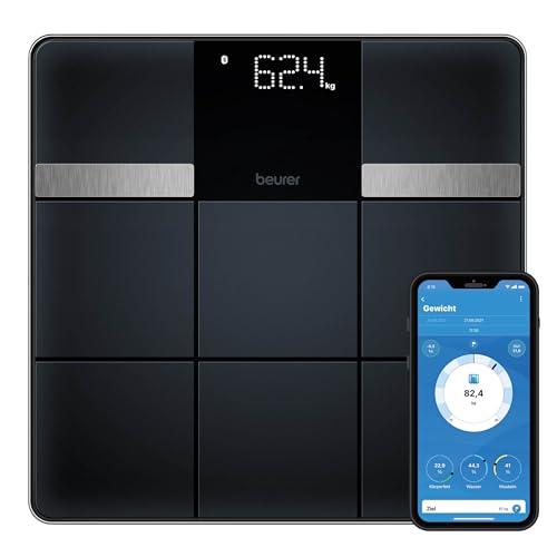 Beurer BF 450 bilancia pesapersone con connessione app tramite Bluetooth, bilancia impedenziometrica digitale con 17 valori di misurazione, struttura piastrellata opaca, 8 memorie utente, 180 kg