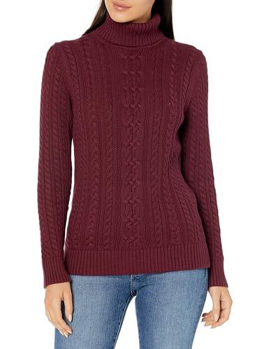 Amazon Essentials Maglione A Collo Alto Intrecciato con Screziatura (Taglie Forti Disponibili) Donna, Bordeaux, M