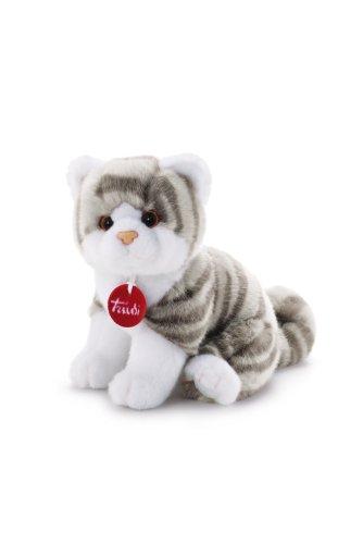 Trudi Gattino Brad tigrato Grigio Gatto Peluche Gioco, Regalo di Natale e Compleanno, Riproduzione realistica | 14x18x20cm Taglia S | Classici Gatti Peluche | Modello 20851