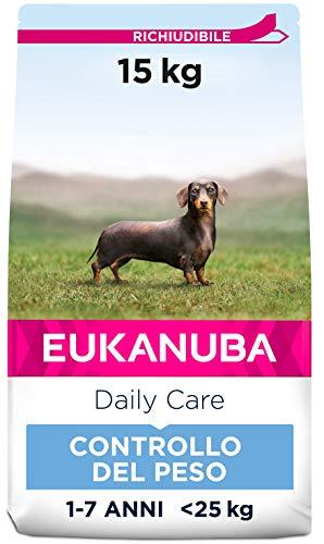 Eukanuba Daily Care Alimento Secco con Pollo Fresco per il Controllo del Peso nei Cani Adulti di Taglia Media (1-7 anni/ <25kg), 15 kg