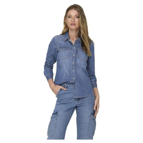 ONLY Onlalexa L/S DNM Shirt FS Noos Camicia da Donna, Media Blu Denim, S