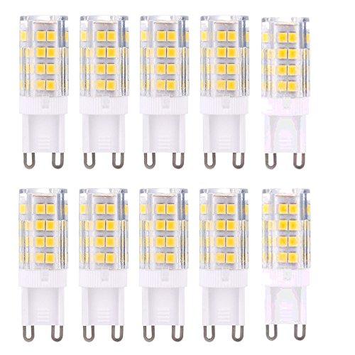 Lampadine LED G9,LED 3000K, 2835 SMD,corpo in ceramica,angolo di radiazione 360°,luce bianca calda,LED bianco caldo 5W,AC 220-240 V,confezione da 10
