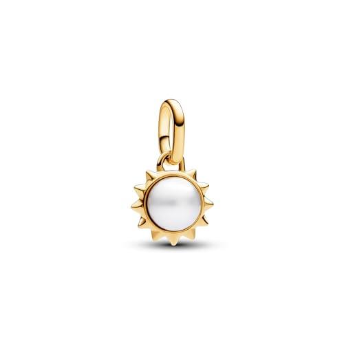 PANDORA ME Mini pendente con sole placcato in oro 14k con perla coltivata d'acqua dolce bianca trattata
