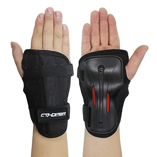 CTHOPER Protezioni da Polso Lunghi con Ammortizzazione Antiscivolo e Anticaduta per Pattinaggio, Sci, Skateboard e Snowboard (Nero, L)
