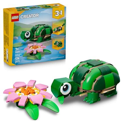 LEGO Creator 3in1 Tartaruga con Fiore di Ninfea Giocattolo - Animale Trasformabile in Camaleonte o Rana - Decorazione da Camera da Letto Fai Da Te - Regalo per Bambine e Bambini da 7 Anni - 31377