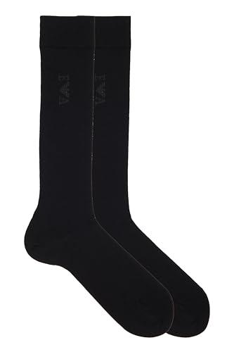 Emporio Armani CALZINI LUNGHI UOMO CON LOGO TONALE NERO TU, Nero, Taglia unica