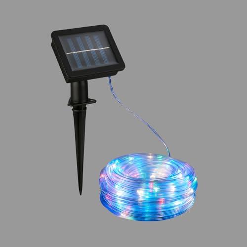 BRILONER - Striscia LED RGB solare 10 metri, luce colorata, catena luminosa solare impermeabile per esterni, striscia LED con 2 modalità di luce, tubo LED per esterni, nastro LED solare, trasparente