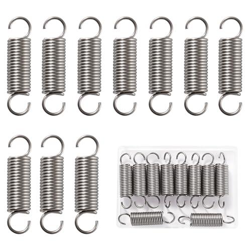 VooGenzek 10 Pezzi 1.5 * 12 * 47 mm Molle a Trazione, Molle a Doppio Gancio in Acciaio Inossidabile, Molle a Trazione Doppio Gancio Tensione, per Tende, Roulotte