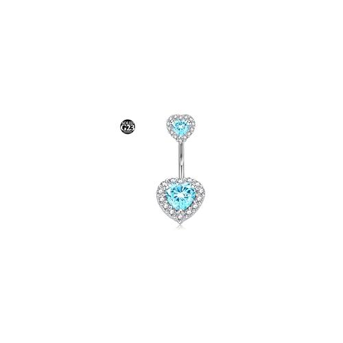 LAURITAMI 14G Piercing Ombelico Titanio,1 Pezzi Piercing Titanio Ombelico Cuore CZ Barre dell'ombelico Gioielli del Corpo per Donne Uomini 12mm Lunghezza