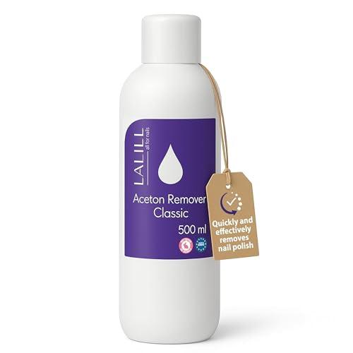 LALILL Solvente per smalto acetone 500 ml – Rimozione per vernici ibride, gel, acrilico e suggerimenti – Gel Polish Remover – Puro acetone UV rimozione smalto