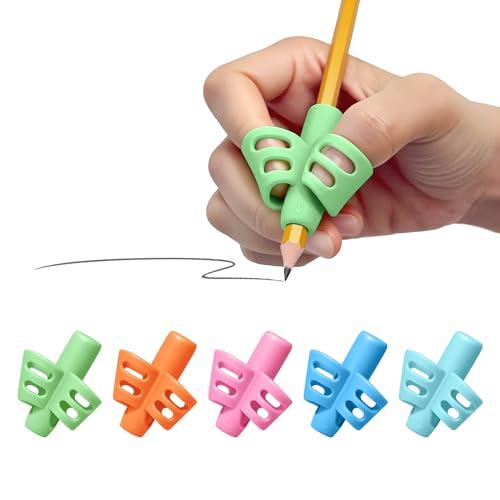 Elalove 5 Pezzi Impugnature Matita Bambini, Impugnature per Matite in Silicone, Strumento di Correzione Postura per Scrittura