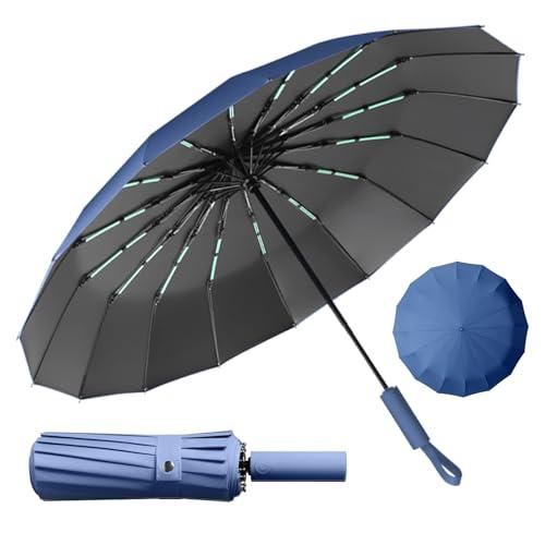 LENDOO Ombrello Pieghevole Antivento,Ombrello Automatico Ombrello Compatto Pieghevole a 16 Costole, Grande Ombrello Tascabile Con Apertura Automatica, Antivento Anti UV