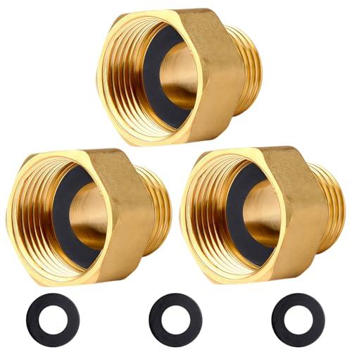 OMZSXK Prolunga di riduzione 3/4 interno x 1/2 esterno in ottone, 3 pezzi adattatore riduttore 3/4 pollici filettatura interna su filettatura esterna da 1/2 pollici, nipplo in ottone riduce IG/AG con