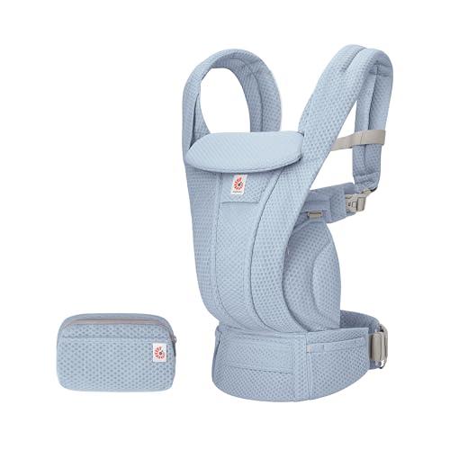Ergobaby Omni Deluxe All-in-One Marsupio per neonati dalla nascita fino a 20 kg, ergonomico 4 posizioni in rete, sistema da viaggio, blu serene