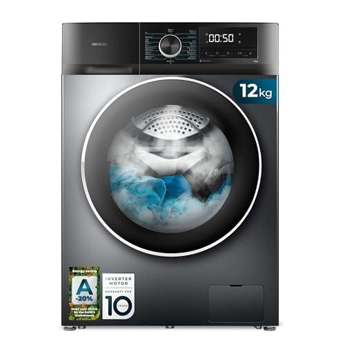 Cecotec Lavatrice a Carica Frontale 12Kg Bolero DressCode 12500 Inverter Steel. 1400RPM, Inverter Plus, 16 programmi, SteamMax, Pearl Drum, Delay Start, Drum Clean, Display, Allergy Care, Stop&Go