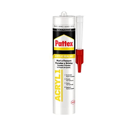 Pattex Sigillante Acrilico Acril One, Poliacrilico in Dispersione Acquosa, Effetto Intonaco, Finitura Ruvida, Uso Interno ed Esterno, Senza Solventi, Aderisce anche su Superfici Umide, Bianco, 300ml