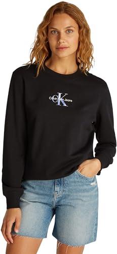Calvin Klein Donna Felpa Gradient Monologo Crewneck Regular Fit, Nero (Ck Black), L