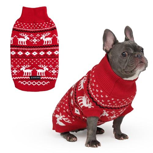 Spark Paws Maglione per cani in maglia per cani di taglia piccola, media e grande, caldo maglione invernale a collo alto per il freddo, rosso scuro, XL)
