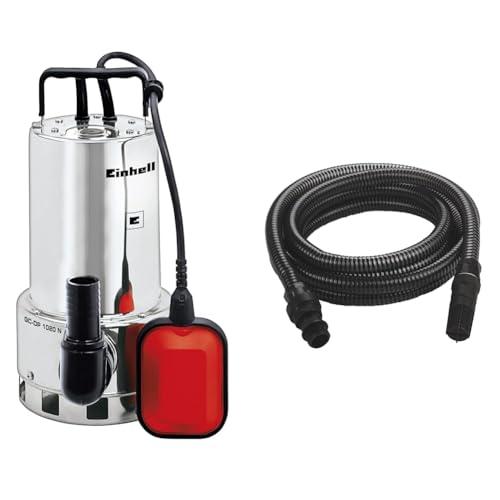 Einhell Gc-Dp 1020 N Pompa Acque Scure, Argento & Kit accessori tubo di aspirazione nero 7 metri con terminali in PVC - max.: 35°