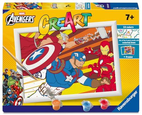 Ravensburger - Creart Serie D: Marvel Captain America | Dipingere con I Numeri Bambini 18x24cm | Giochi Creativi Bambina 7 Anni e Bambino | Giochi Bambini 9 Anni O più | Creart 7 Anni