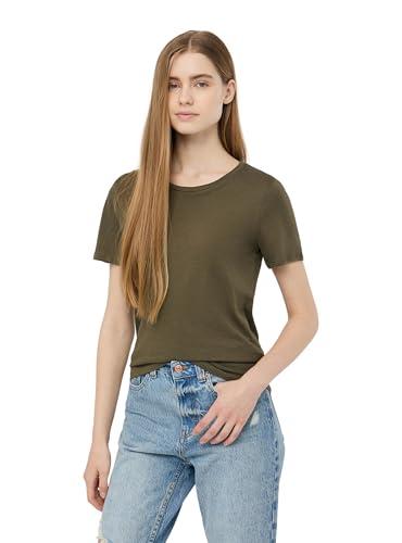 TERRANOVA T-Shirt Tinta Unita Basica da Donna Colore Verde Militare Scuro Taglia S
