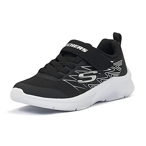 Skechers Microspec Texlor, Sneaker Bambini e ragazzi, Tessuto Nero Finiture In Argento Nero, 30 EU