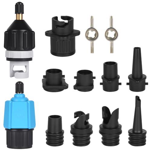 OFFCUP Adattatore per Pompa Valvola SUP 2 Pezzi Adattatore Pompa con 9 Ugelli Valvola Aria Adattatore per Valvola Adattatore Compressore per Tavola SUP, Gommoni, Kayak, Materassino ad Aria