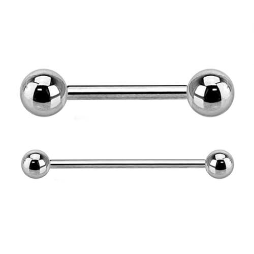 WARRIOR Piercing alla Lingua Barbell Sterile in Acciaio Chirurgico 316L 14G(1,6mm) con due Sfere a 5mm Lunghezza 16mm