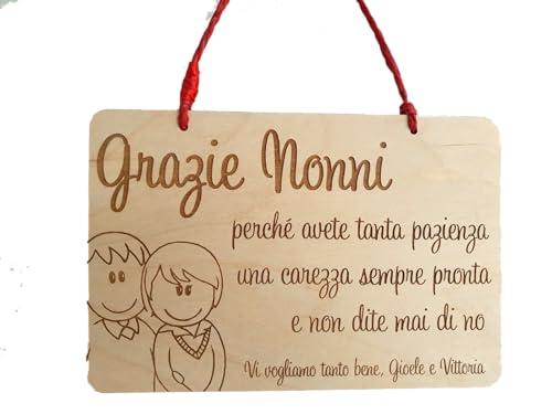 Targhetta in legno personalizzata - Festa dei nonni - creiamo la tua grafica - 20 x 13 cm - fuoriporta TARGA