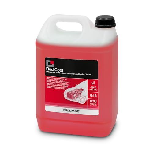 ERRECOM Red Cool, Liquido Radiatore Rosso Fluorescente -10°C/+103°C, antigelo G12 con Pacchetto inibitore a Base Organica Oat, Pronto all’Uso, 5 Litri