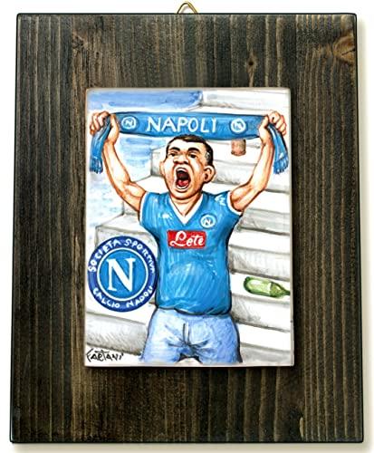 Tifoso Napoli - Idea regalo uomo simpatica - Quadretto con mattonella in ceramica realizzata a mano, dimensioni cm13x16. Made in Italy. Gadget mestieri e lavori.