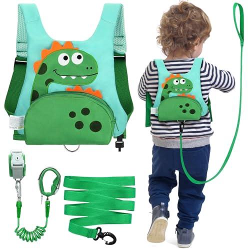 Dr.meter Zaino per Bambini Antismarrimento, 3 in 1 Pettorina Bambini con 1.2M 360° Braccialetti Antismarrimento Bambini Chiave di Sicurezza Zaino Dinosauro per La Sicurezza Dei Bambini da 1-5 Anni