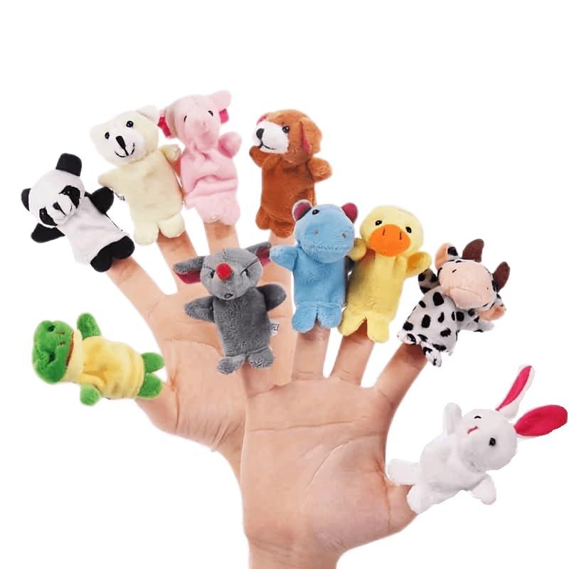 PLAYZOCO Puppet, pupazzo di dita di peluche, animale set di burattini da dito, giocattoli educativi, burattini animali