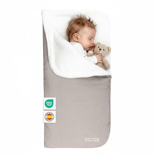 MIMUSELINA Sacco Nanna Invernale 0-6 Mesi Universale | Per Passeggino, Culla e Ovetto | Copertina Neonato Invernale Cotone Morbido e Caldo | 2 in 1: Sacco 92x46 cm o Coperta 92x92 cm