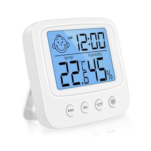 Vinabo Termometro Igrometro Digitale per Interni ad Alta Precisione, Igrometro Digitale Interno, Termometro Digitale da Scrivania, con Monitor di Temperatura e Umidità - Retroilluminazione