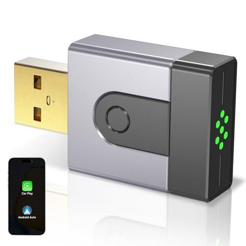 ZOUHOE 2-in-1 Mini Adattatore CarPlay Wireless e Android Auto Wireless, Aggiorna da cablato a wireless, Connessione Automatica Veloce, Plug & Play,iOS 10+, Android 10+, Auto dal 2016 in poi(1 pezzi)