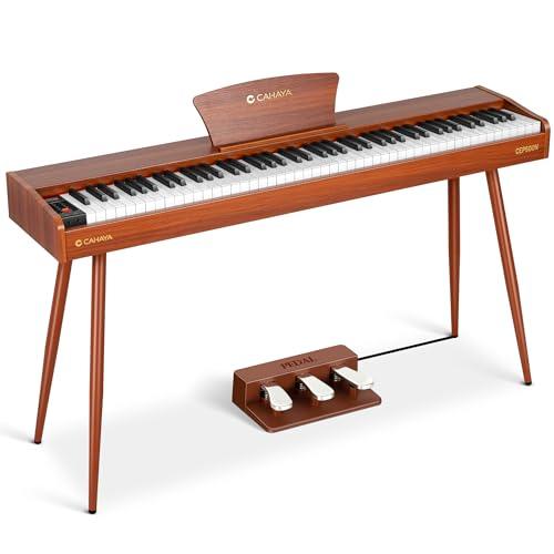 CAHAYA Pianoforte Digitale 88 Tasti – Piano Elettrico a Grandezza Naturale con Tasti Pesati, Corpo in Legno, 380 Suoni, Triplo Pedale per Principianti, Supporta USB-MIDI