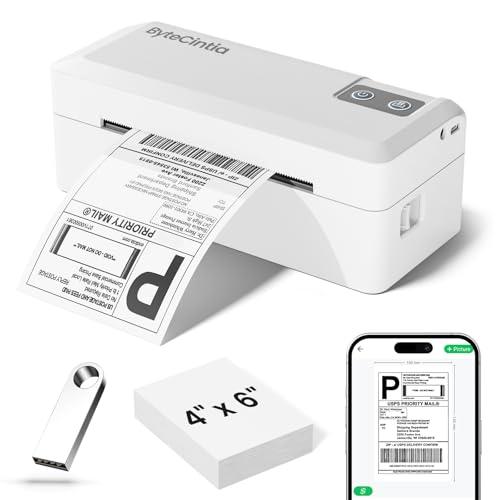 ByteCintia Stampante Termica Etichette Bluetooth, Stampante Etichette Spedizione 4x6 (10x15cm), Stampante di Etichette Postali per Aziende, Compatibile con Amazon, Shopify, Ebay, DHL, DPD