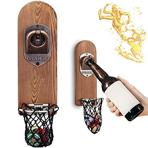 Apribottiglie Magnetico da Legno, Apribottiglia da Muro Divertenti, Apribottiglie Professionale Birra, Accessori Bar Esterno, Gadget utili per Feste, Idee Regalo Uomo e Amanti della Birra (Stile 3)