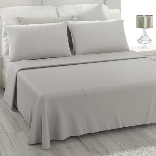 L'ANTICO ARCOLAIO - Lenzuola Matrimoniali Cotone 100% Completo con Federe Cuscini, Set Anallergico e Antiacaro, Colore Tinta Unita, Manifattura Made in Italy con Fibra Naturale