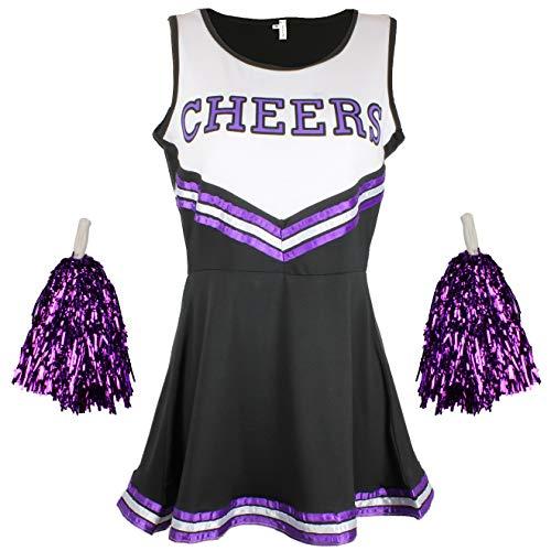 Cherry-on-Top - Uniforme da cheerleader con pompon, vari colori e taglie disponibili