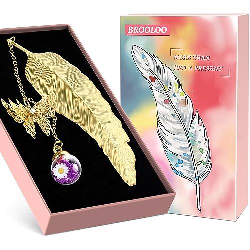 Idee Regalo Segnalibro - Segnalibro Metallo Piuma Cancelleria Utili Regali Natale Originali Donna Maestra Mamma Nonna Fidanzata Sorella Ragazze Migliore Amica Lettori Calendario Avvento