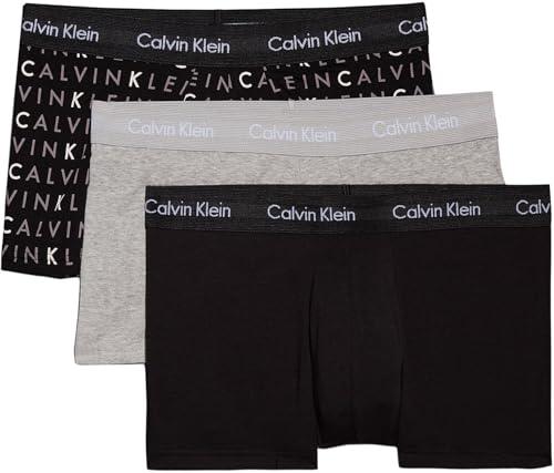Calvin Klein Pantaloncini Boxer Confezione da 3 Uomo Low Rise Trunks Cotone Elasticizzato, Multicolore (Black/Grey Heather/Subdued Logo), L