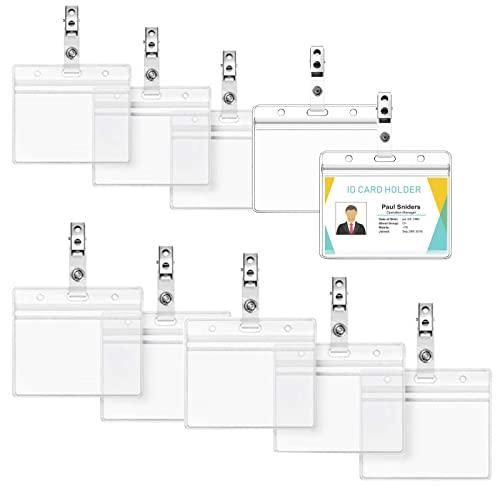 Porta Badge,10pezzi di Trasparenti Possessori Nome Tag Plastica,Portacarte in plastica con clip in metallo,Portabiglietti per Ufficio, Affari, Esposizione e Exhibition