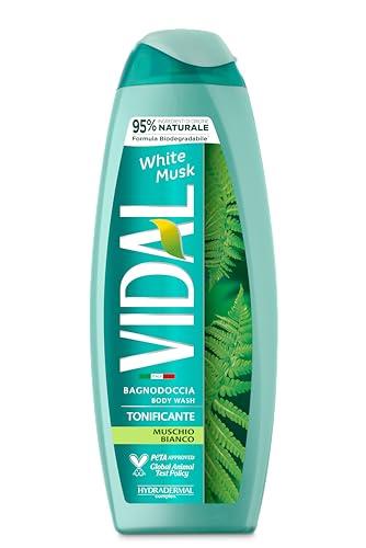 Vidal - Bagnoschiuma White Musk, Formula Tonificante, Fragranza Muschio Bianco, Dermatologicamente Testato, 500ml