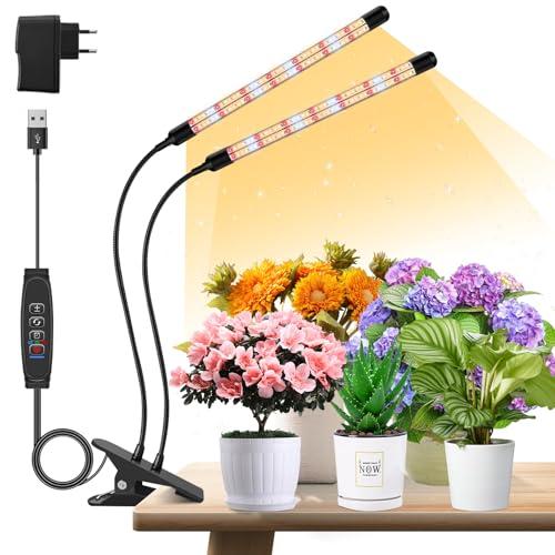 ANPSSSEN Luci per piante a 2 teste,lampada per piante a forma di V LED,luci di coltivazione a spettro completo per piante,luce per piante da interno, luce per piante,timer automatico 3/9/12H