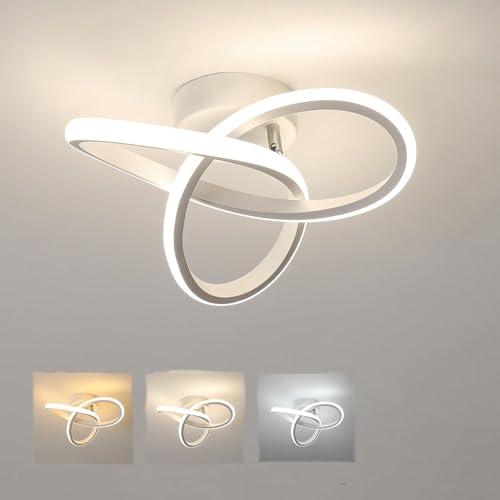 Osairous Plafoniera LED Soffitto, Lampada da Soffitto Moderna 20W 2200LM, Lampadario LED Bianco Design Forma di Fiore per Soggiorno Cucina Corridoio, 3000K/4500K/6500K, 25CM