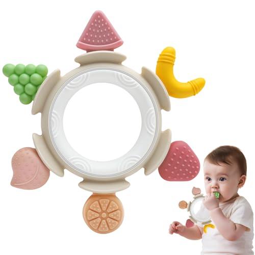 Massaggiagengive Ciuccio per Frutta Neonati Silicone 0 3 6 Mesi, Massaggia Gengive Giochi Neonato Educativo, Dentizione Gioco Sensoriale Bambina bambino 1 Anno Regalo Natale Compleanno, Marrone