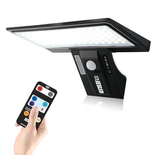 JESLED Luce Solare Esterno, 90 Faretti a LED con Sensore di Movimento, 3 Modalità 2600mAh Lampada con Telecomando, 3 Colori